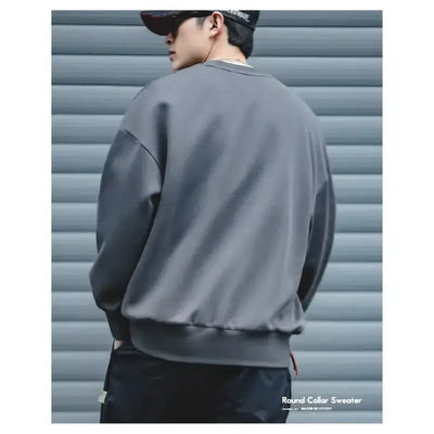 Men Workwear Retro Sweater | Cotton Sweater Hatless Round Neck Maden