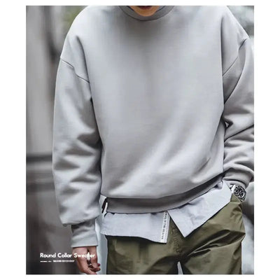 Men Workwear Retro Sweater | Cotton Sweater Hatless Round Neck Maden