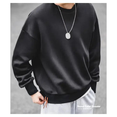 Men Workwear Retro Sweater | Cotton Sweater Hatless Round Neck Maden