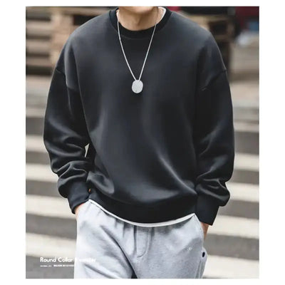 Men Workwear Retro Sweater | Cotton Sweater Hatless Round Neck Maden