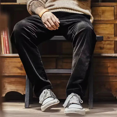 Mens Autumn Vintage Pants | Corduroy Straight Leg Pants Amekaji