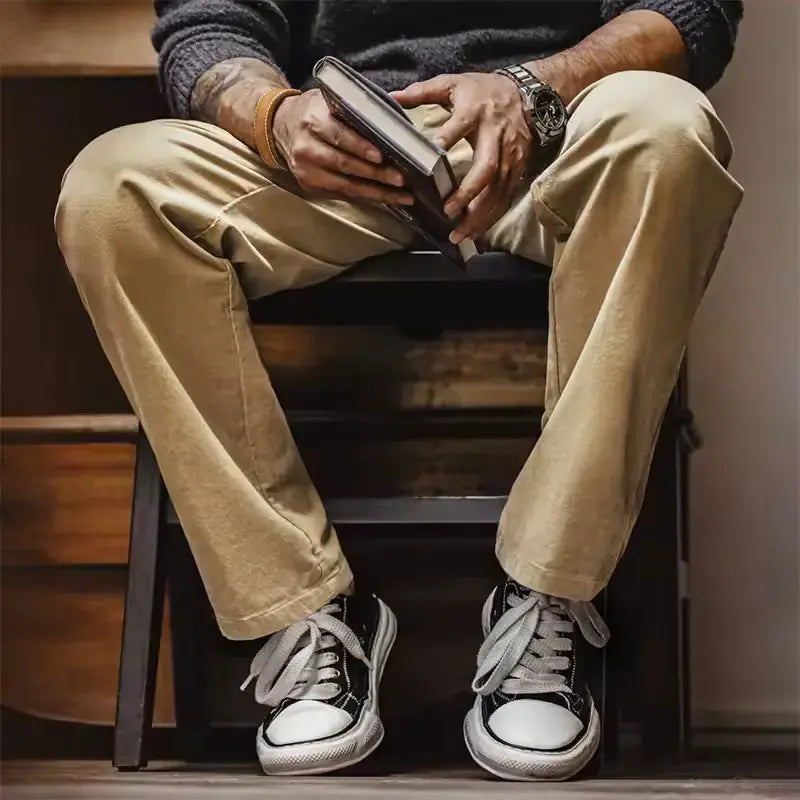 Mens Autumn Vintage Pants | Corduroy Straight Leg Pants Amekaji