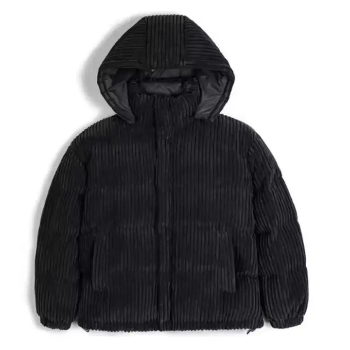 Mens Corduroy Down Jacket | Striped Hooded Vintage Jackets Amekaji