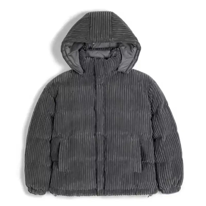 Mens Corduroy Down Jacket | Striped Hooded Vintage Jackets Amekaji