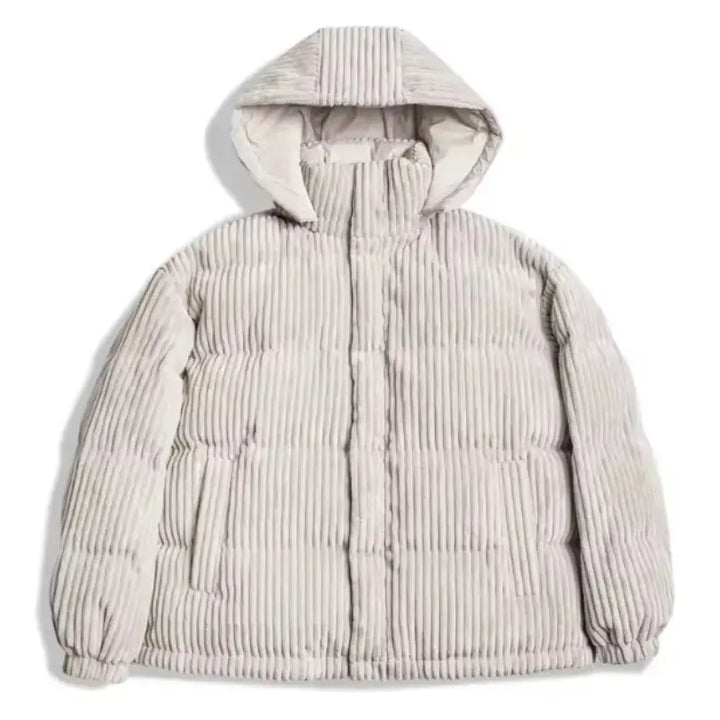 Mens Corduroy Down Jacket | Striped Hooded Vintage Jackets Amekaji