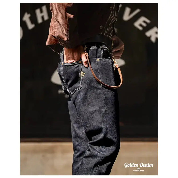 Mens Heavyweight Denim Jeans | Vintage 15oz Straight Fit Jeans Amekaji
