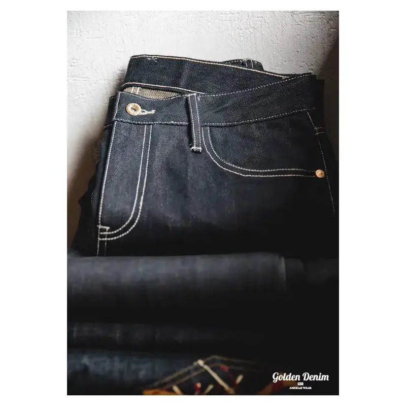 Mens Heavyweight Denim Jeans | Vintage 15oz Straight Fit Jeans Amekaji