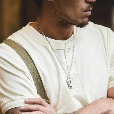 Mens Henley Cotton T-Shirts | Soft Vintage Tops Tee Amekaji