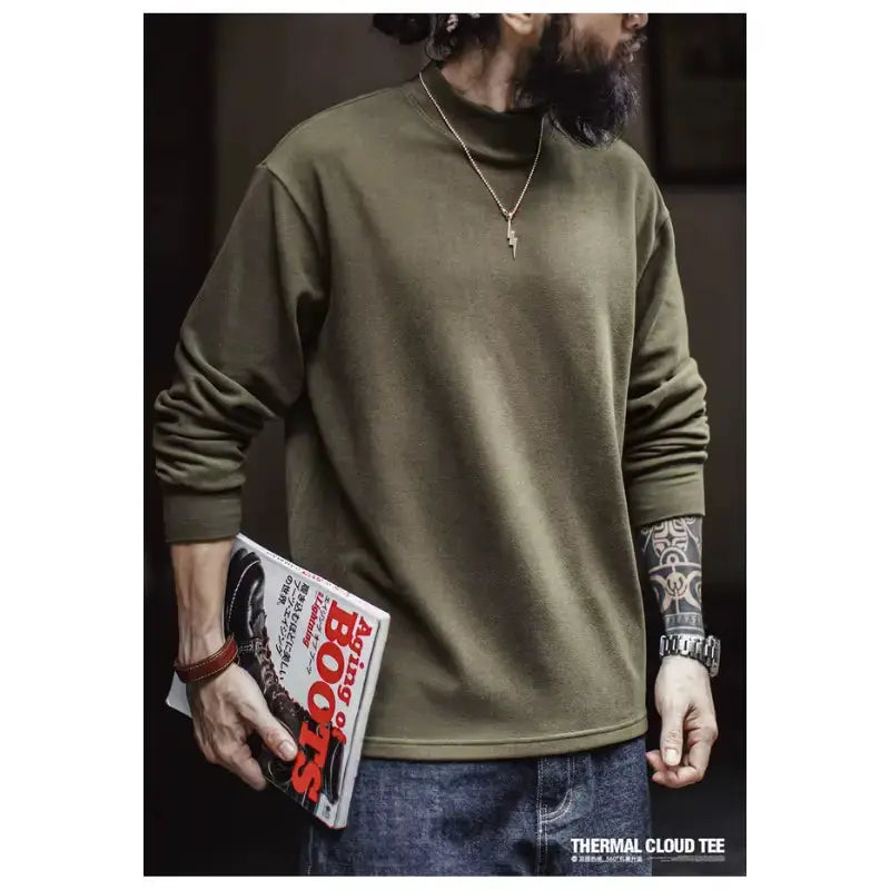 Mens High Neck Warm | Long SleeveThermal Underwear Amekaji