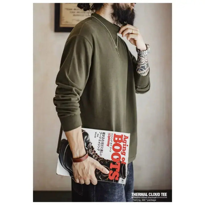 Mens High Neck Warm | Long SleeveThermal Underwear Amekaji