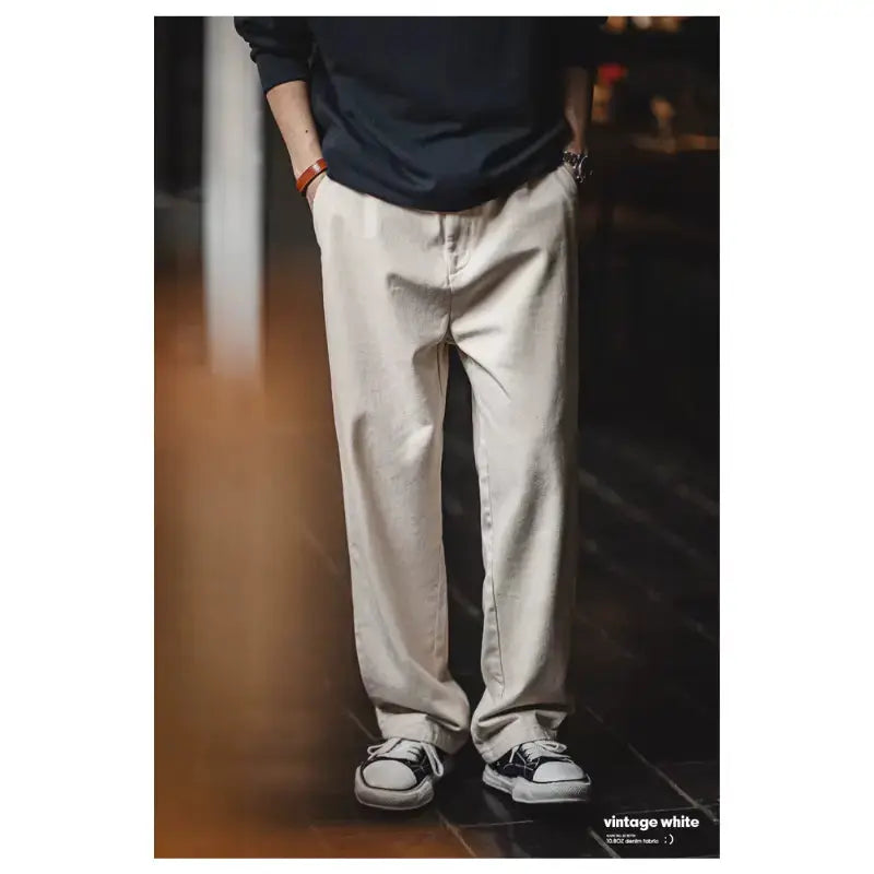 Mens Loose Fit Jeans | Denim Casual White 10.9oz Jeans Amekaji