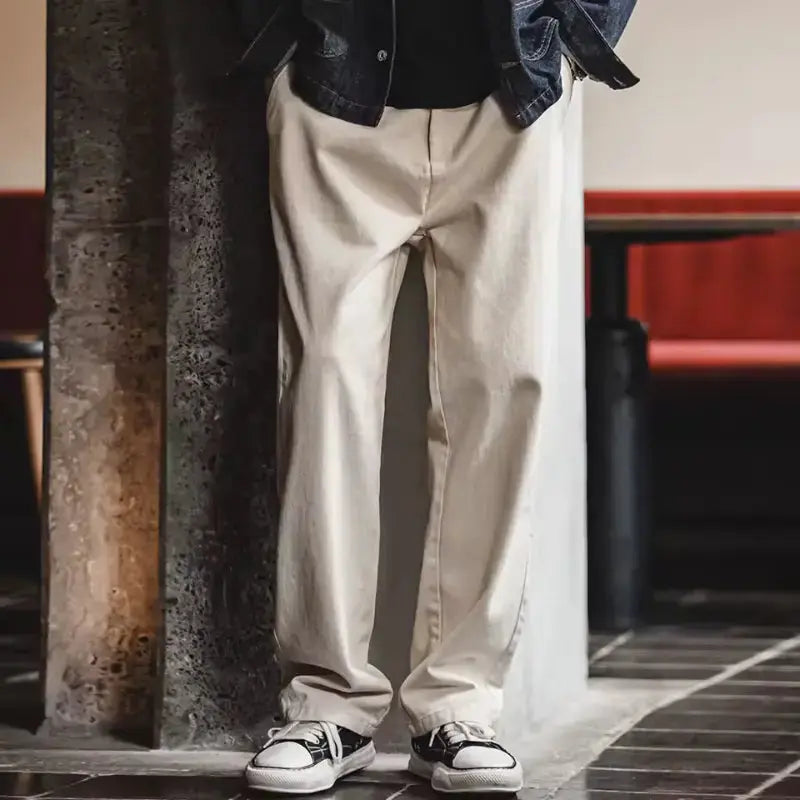 Mens Loose Fit Jeans | Denim Casual White 10.9oz Jeans Amekaji