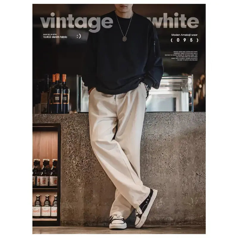 Mens Loose Fit Jeans | Denim Casual White 10.9oz Jeans Amekaji