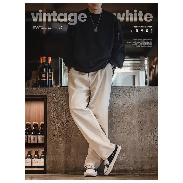 Mens Loose Fit Jeans | Denim Casual White 10.9oz Jeans Amekaji