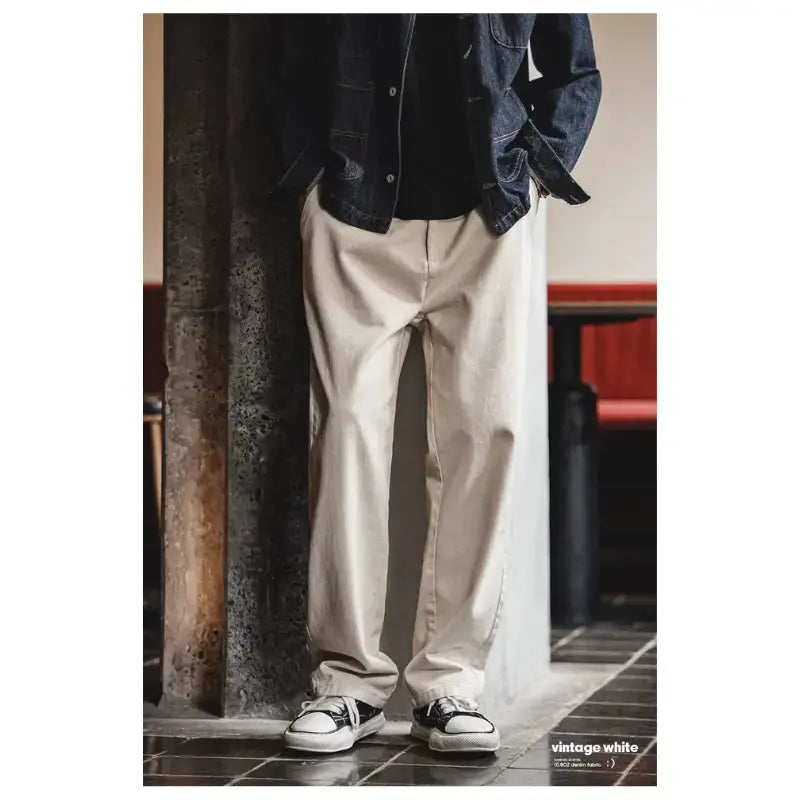 Mens Loose Fit Jeans | Denim Casual White 10.9oz Jeans Amekaji