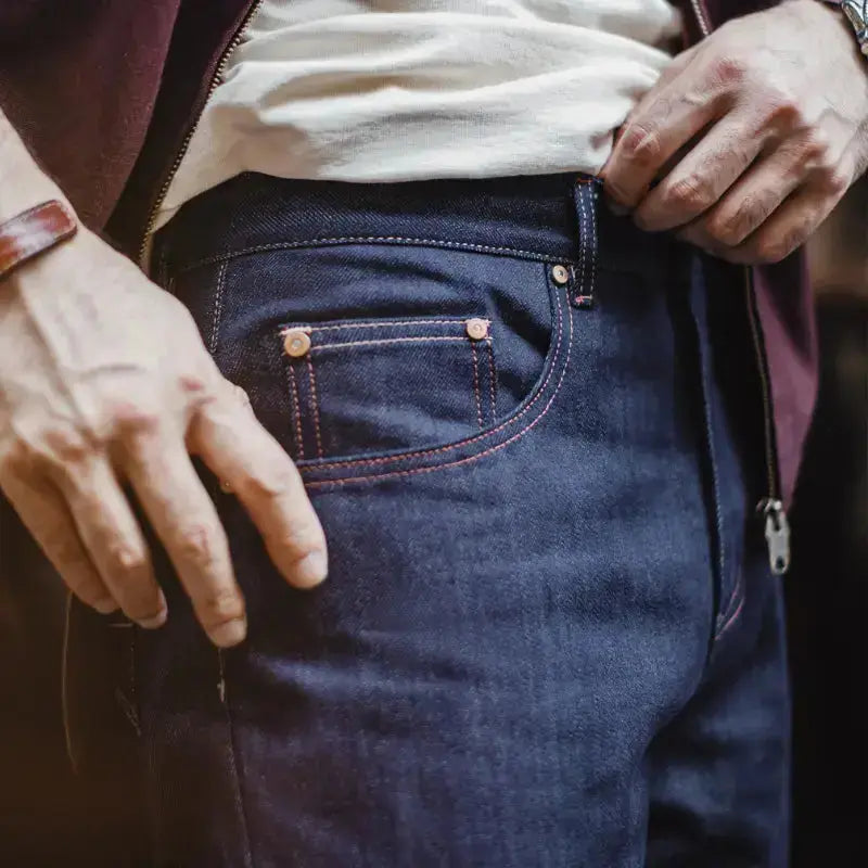 Mens Raw Denim Jeans | Selvedge Jeans Straight Leg Amekaji