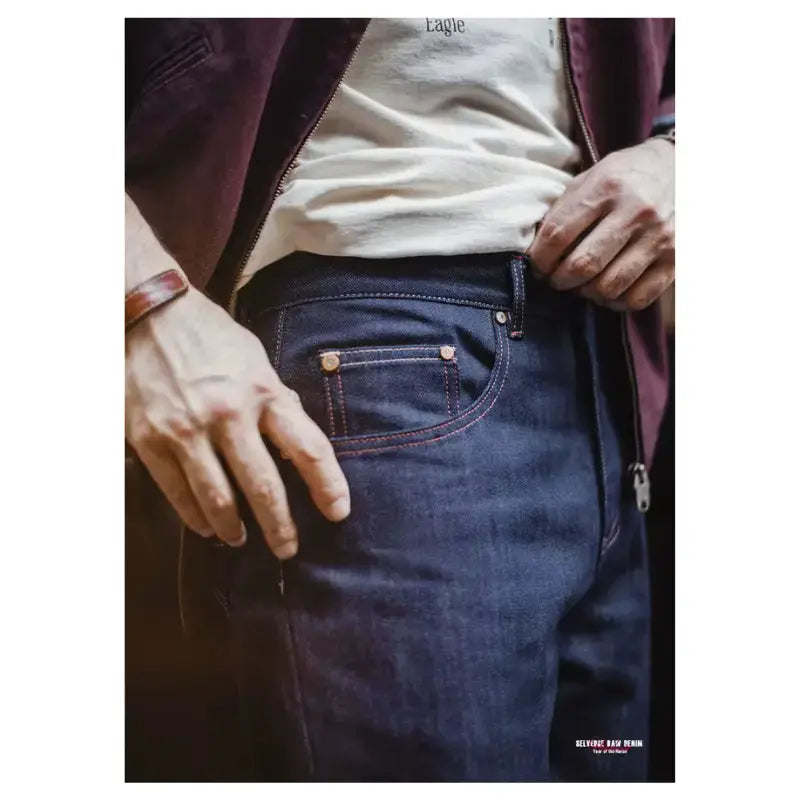 Mens Raw Denim Jeans | Selvedge Jeans Straight Leg Amekaji