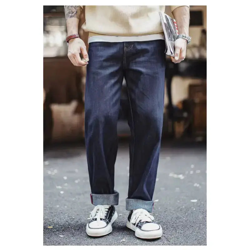 Mens Raw Denim Jeans | Selvedge Jeans Straight Leg Amekaji