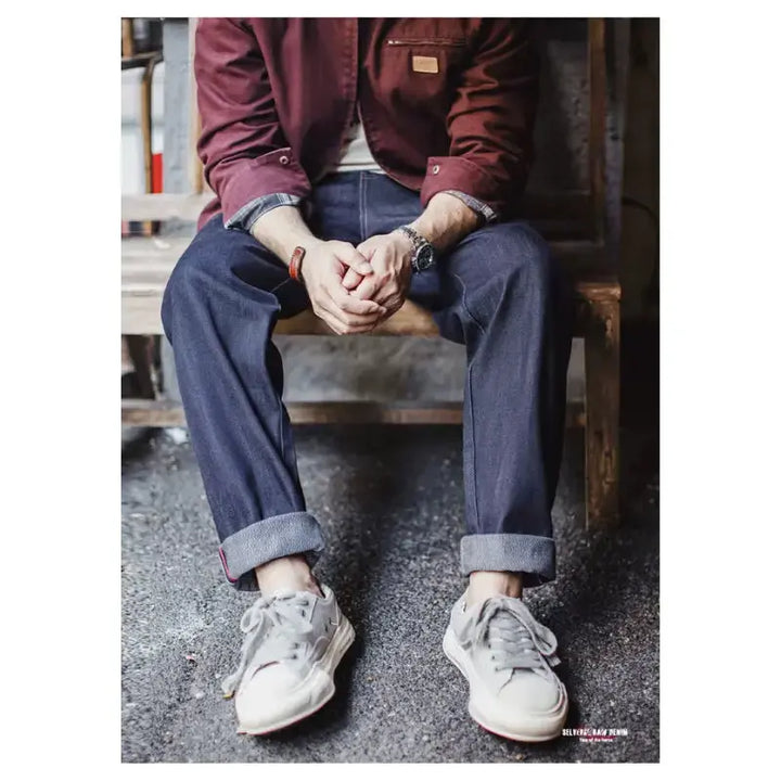 Mens Raw Denim Jeans | Selvedge Jeans Straight Leg Amekaji