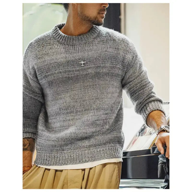 Mens Vintage Knit Sweater | Workwear Knitwear Pullover Amekaji