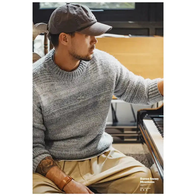 Mens Vintage Knit Sweater | Workwear Knitwear Pullover Amekaji