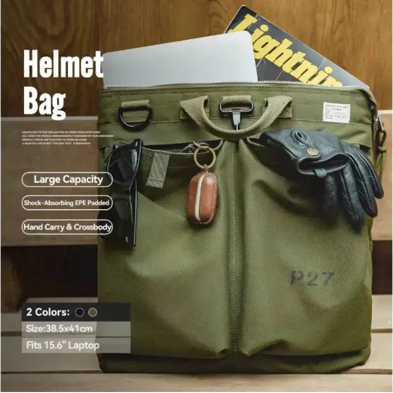 Military Flyers Helmet Bag | Canvas Crossbody Tote Amekaji