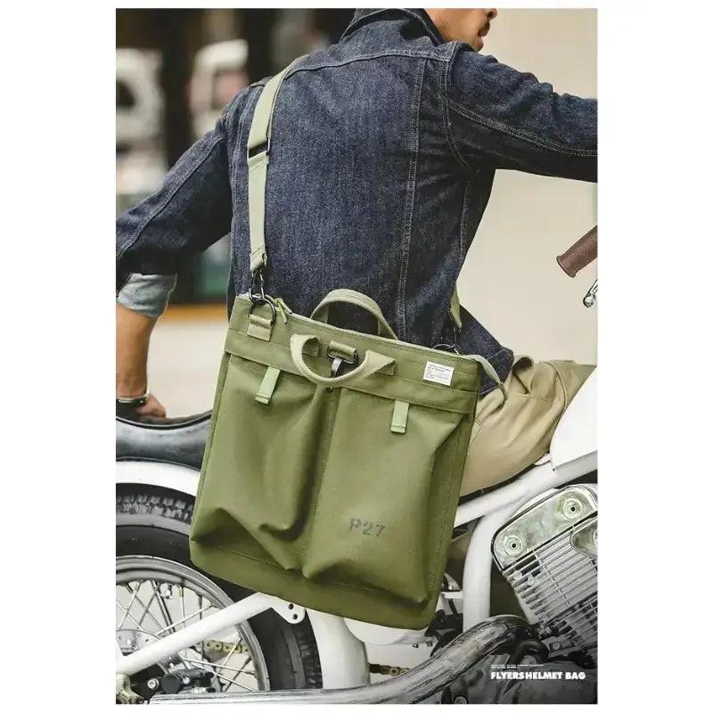 Military Flyers Helmet Bag | Canvas Crossbody Tote Amekaji