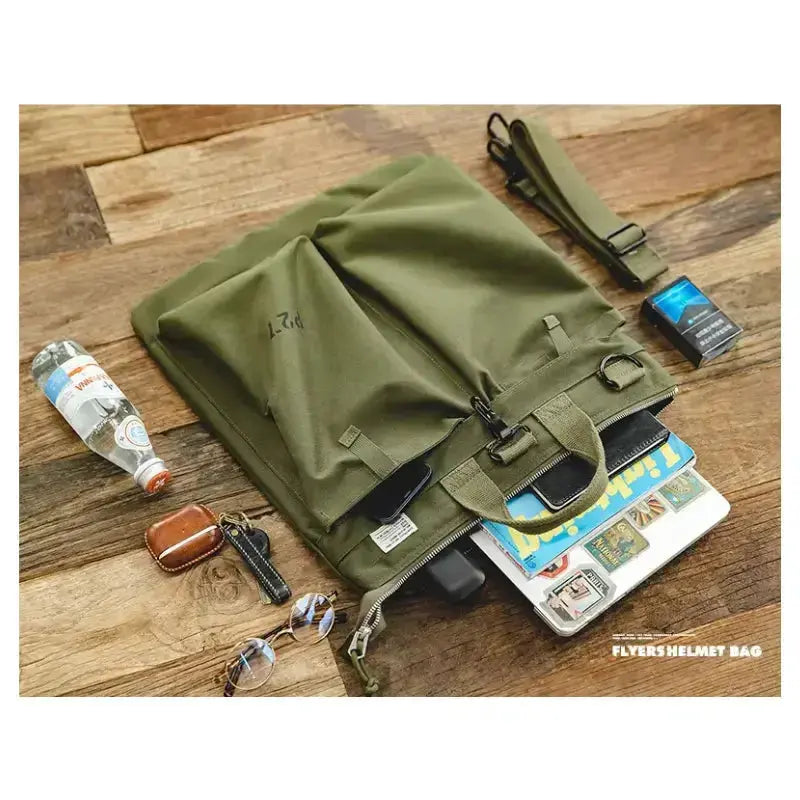 Military Flyers Helmet Bag | Canvas Crossbody Tote Amekaji
