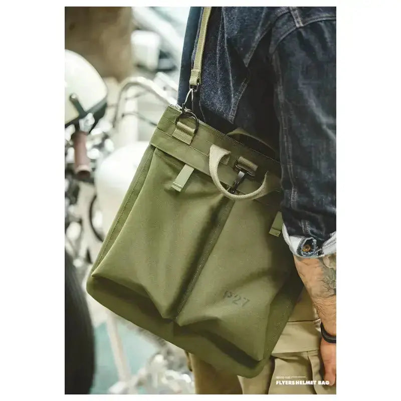 Military Flyers Helmet Bag | Canvas Crossbody Tote Amekaji