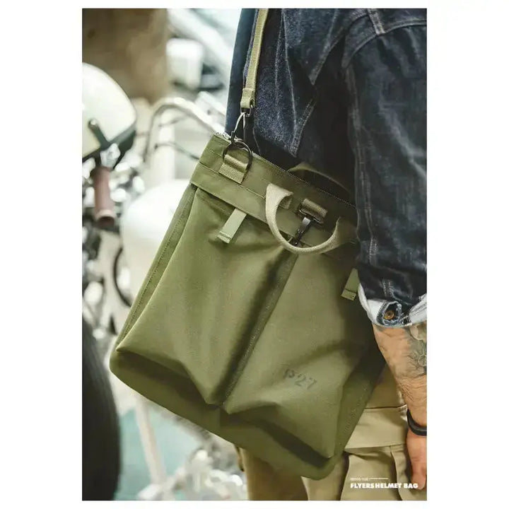 Military Flyers Helmet Bag | Canvas Crossbody Tote Amekaji