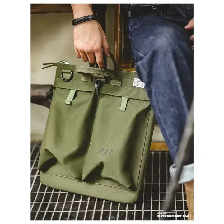 Military Flyers Helmet Bag | Canvas Crossbody Tote Amekaji