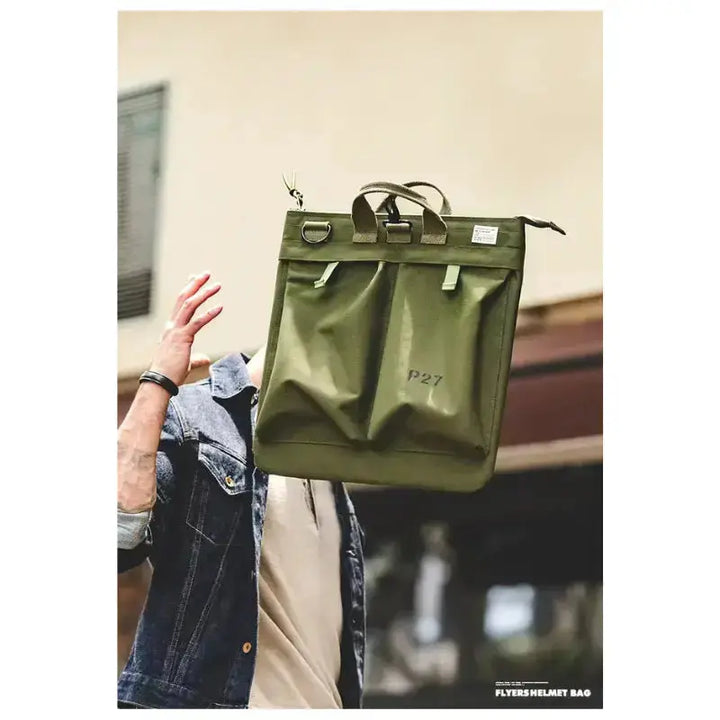 Military Flyers Helmet Bag | Canvas Crossbody Tote Amekaji