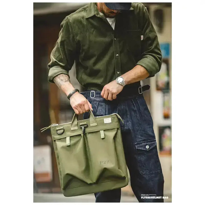 Military Flyers Helmet Bag | Canvas Crossbody Tote Amekaji