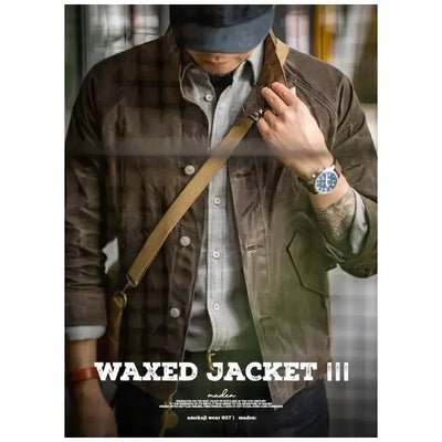 Oil Men Waxed Jacket | Vintage Classic Stand Collar Maden