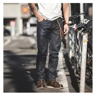 Raw Denim Straight Jeans | Horsehair Fit Men's Paris Buckle Pants Amekaji