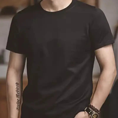 Round Neck Classic T-shirt | 1Pc/2Pcs Solid Men's Cotton T-shirts Maden