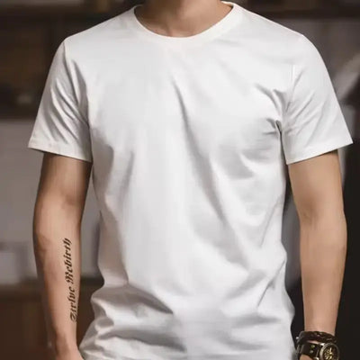 Round Neck Classic T-shirt | 1Pc/2Pcs Solid Men's Cotton T-shirts Maden