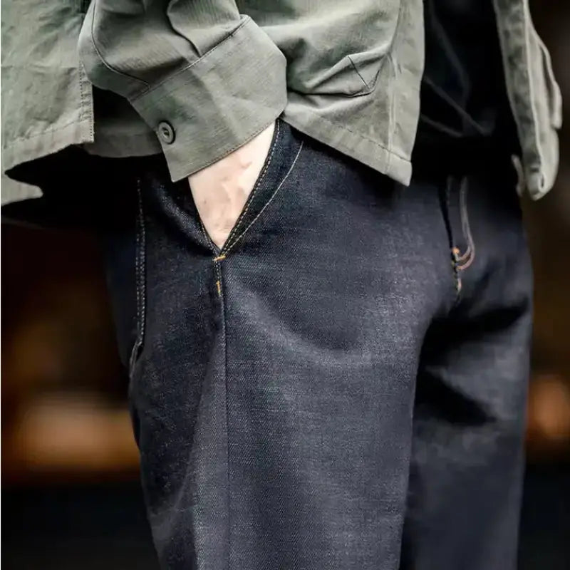 Selvedge Raw Denim Jeans | Men Vintage Straight Denim Jean Amekaji