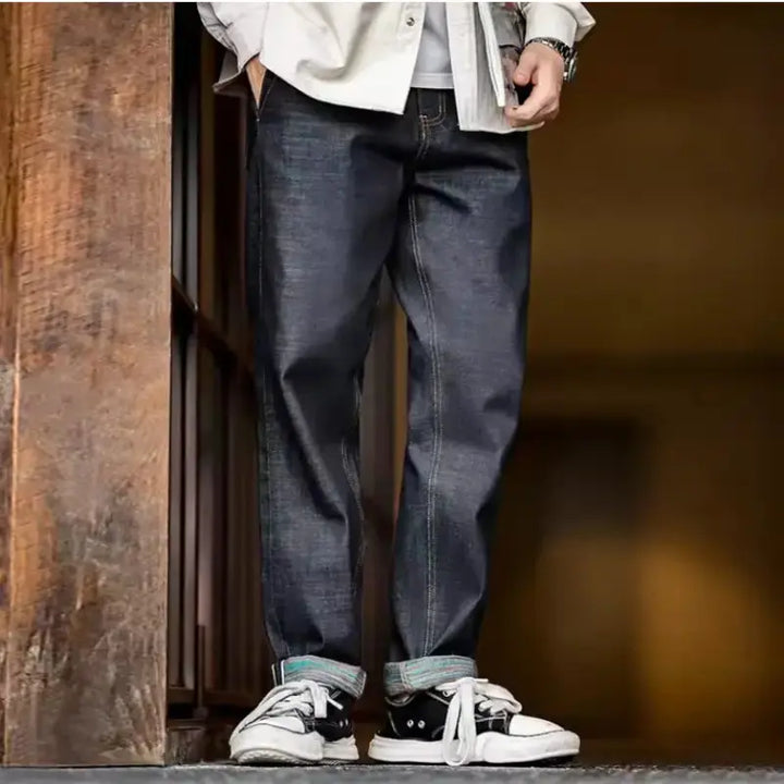 Selvedge Raw Denim Jeans | Men Vintage Straight Denim Jean Amekaji