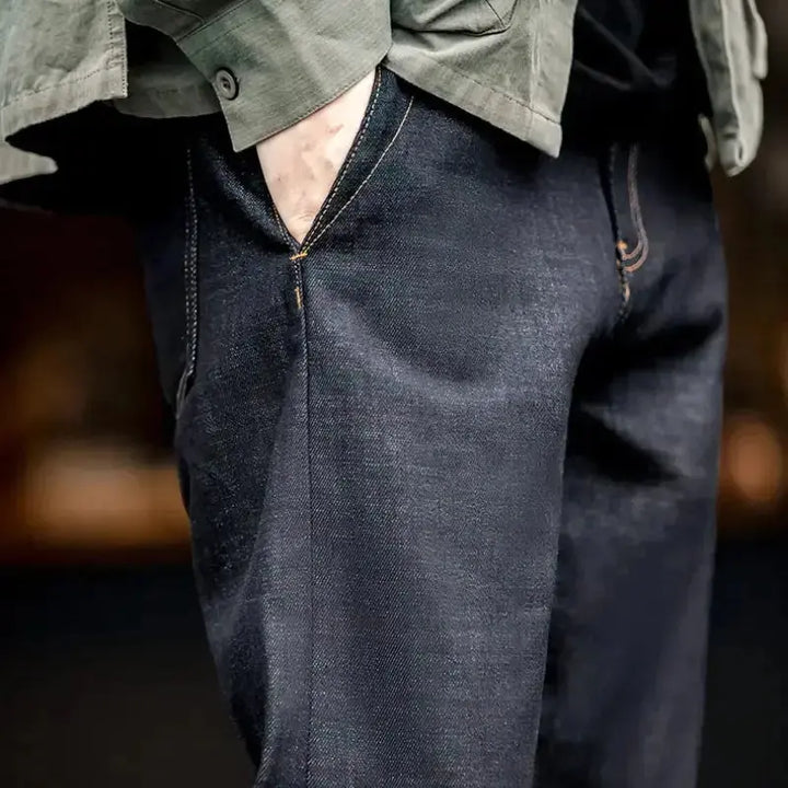 Selvedge Raw Denim Jeans | Men Vintage Straight Denim Jean Amekaji