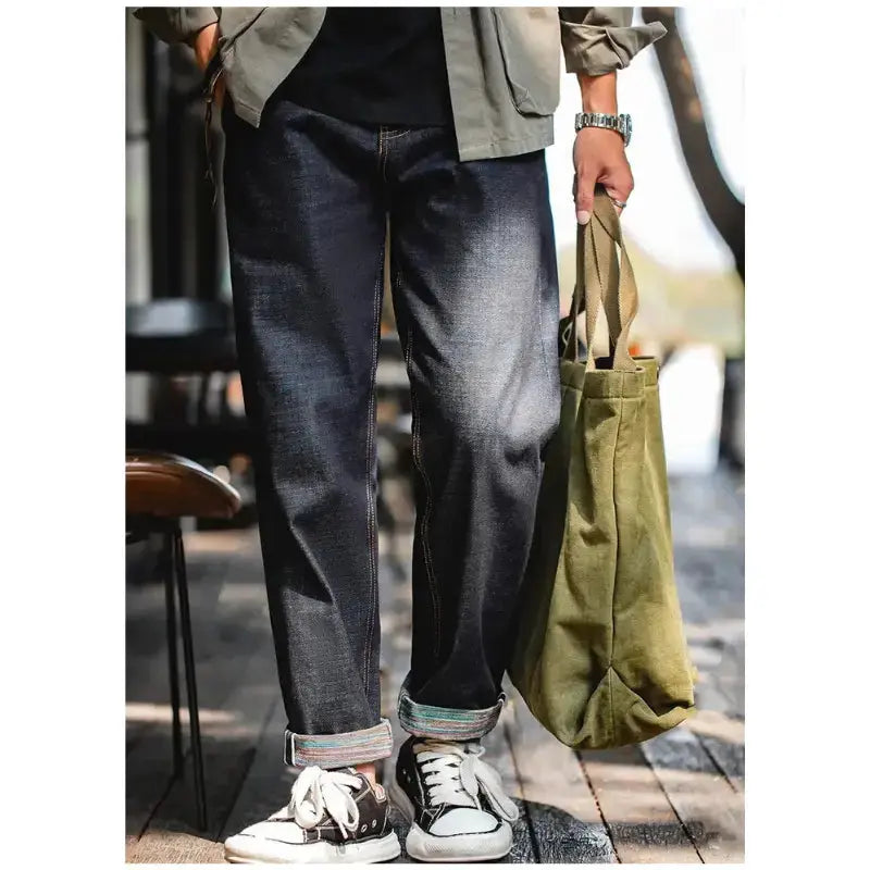 Selvedge Raw Denim Jeans | Men Vintage Straight Denim Jean Amekaji