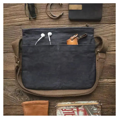 Single Shoulder Oblique Bag | Workwear Retro Cross Oil Wax Bag Amekaji