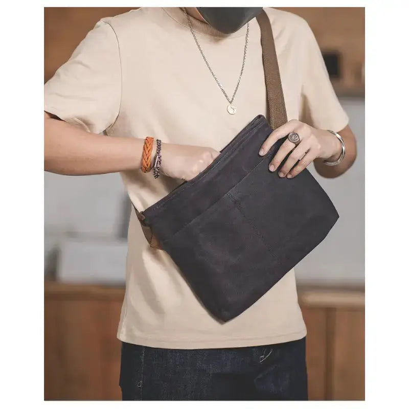 Single Shoulder Oblique Bag | Workwear Retro Cross Oil Wax Bag Amekaji