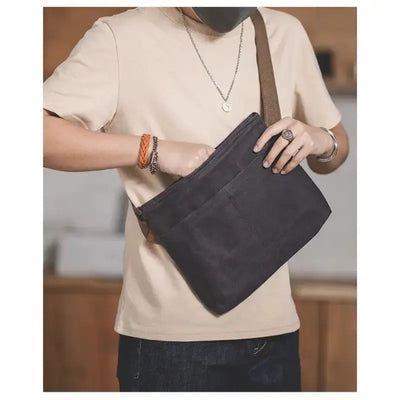 Single Shoulder Oblique Bag | Workwear Retro Cross Oil Wax Bag Amekaji