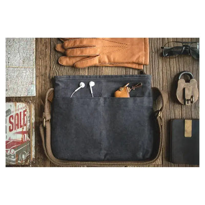 Single Shoulder Oblique Bag | Workwear Retro Cross Oil Wax Bag Amekaji