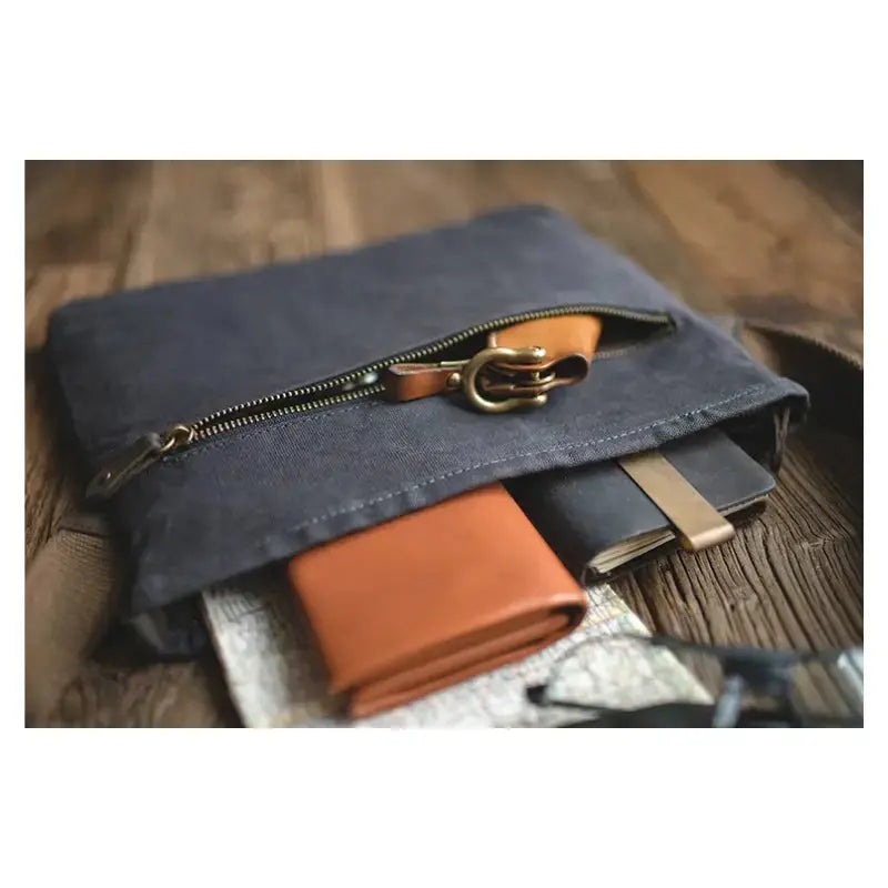 Single Shoulder Oblique Bag | Workwear Retro Cross Oil Wax Bag Amekaji
