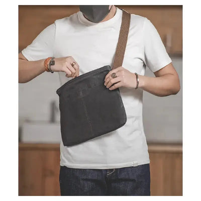 Single Shoulder Oblique Bag | Workwear Retro Cross Oil Wax Bag Amekaji