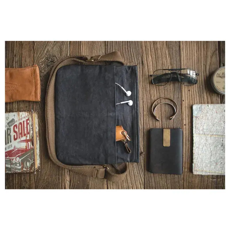 Single Shoulder Oblique Bag | Workwear Retro Cross Oil Wax Bag Amekaji