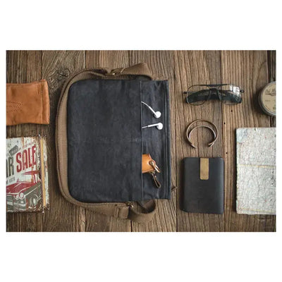 Single Shoulder Oblique Bag | Workwear Retro Cross Oil Wax Bag Amekaji