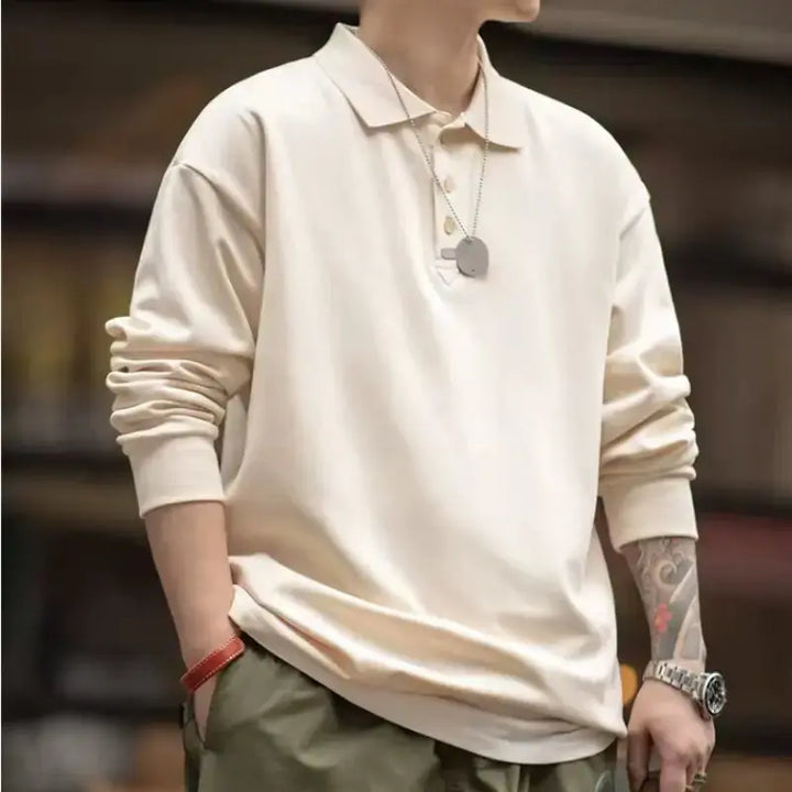 Spring Vintage Oversize Polo | Men Business Casual Tops Amekaji